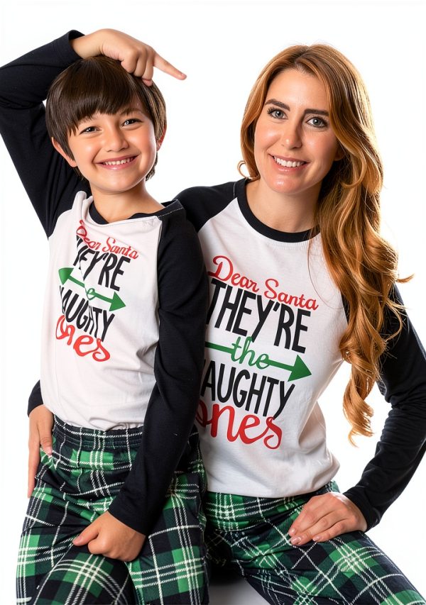 Green Letter Christmas Pajamas for Kids and Adults-4