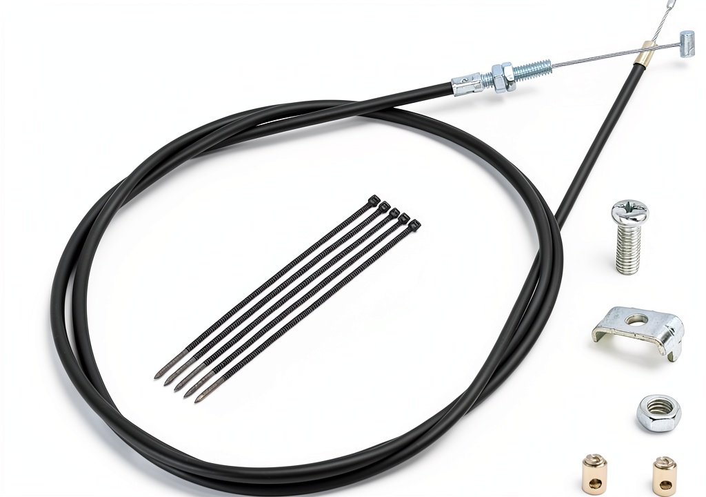 Installing YGQ Adjustable Throttle Cable for Go Kart Mini Bike on a wooden workbench