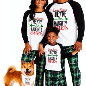 Green Letter Christmas Pajamas for Kids and Adults-0