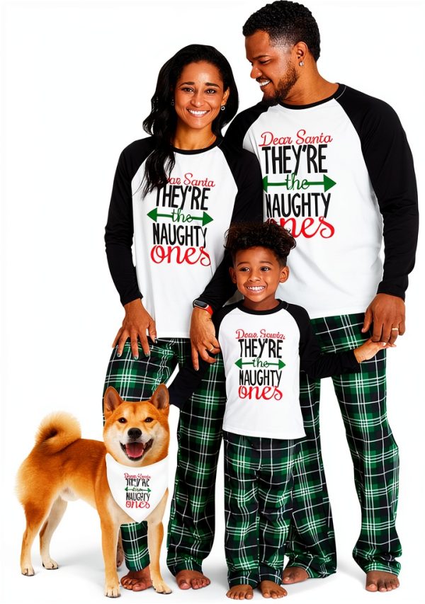 Green Letter Christmas Pajamas for Kids and Adults-0