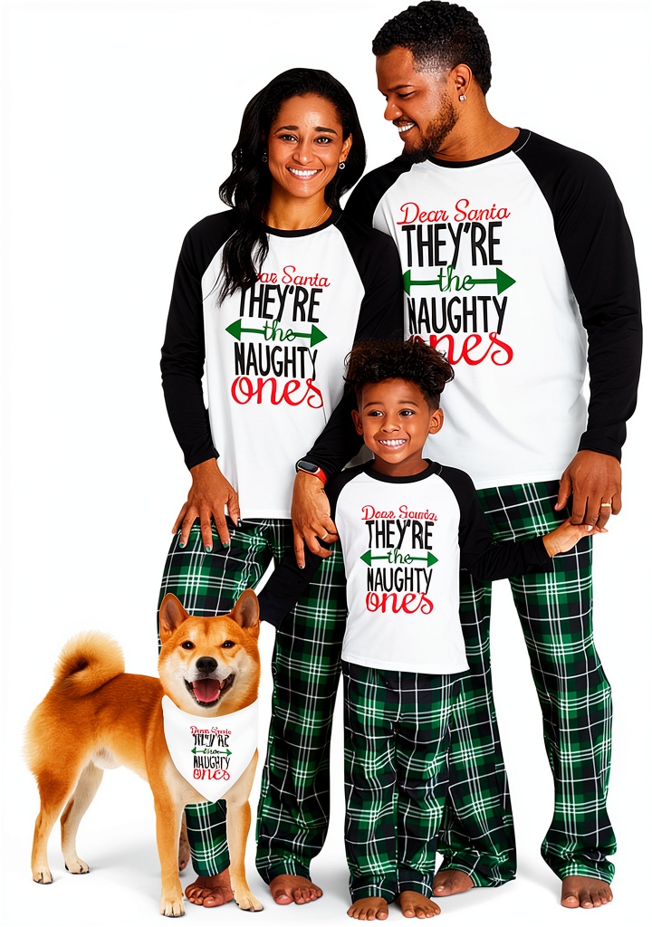 Green Letter Christmas Pajamas for Kids and Adults