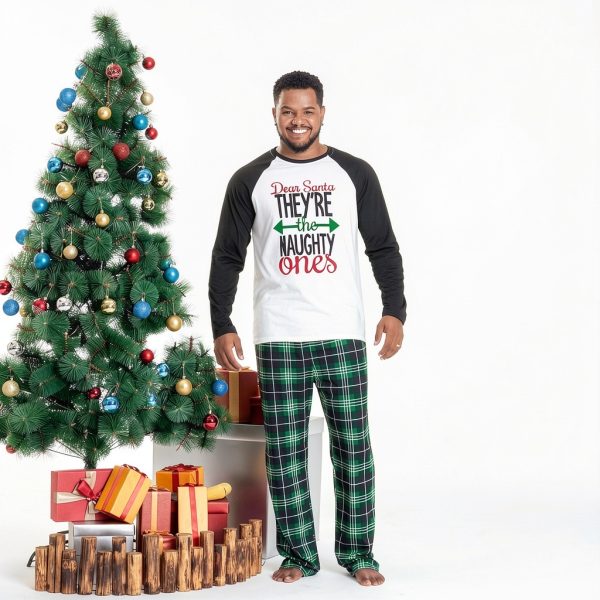 Green Letter Christmas Pajamas for Kids and Adults-1