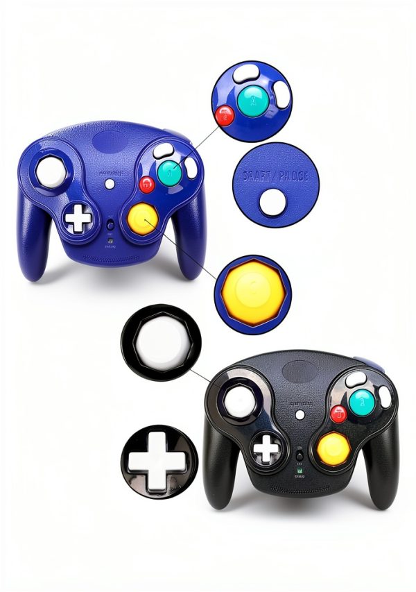 VTone GameCube Wii Wireless Controller Black Dark Blue with Ergonomic-2