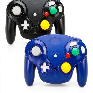 VTone GameCube Wii Wireless Controller Black Dark Blue with Ergonomic-0
