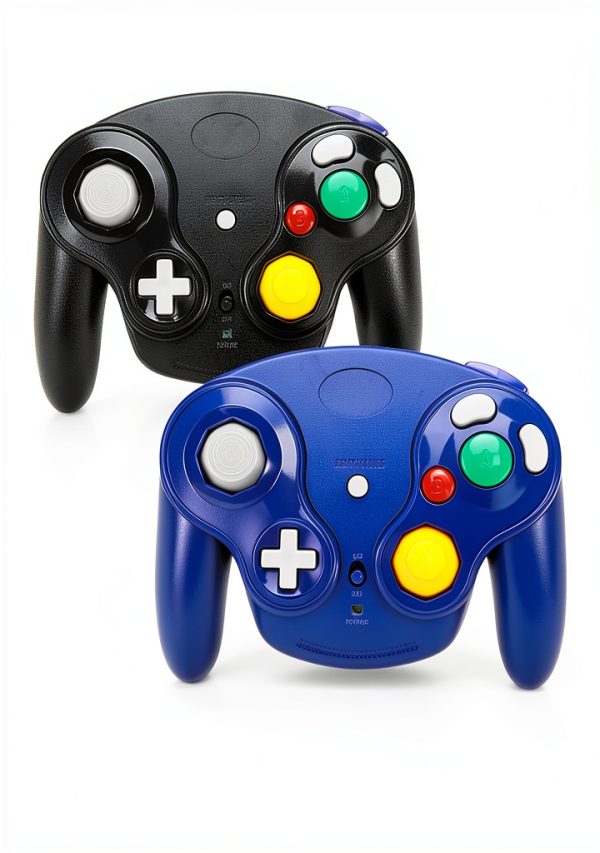 VTone GameCube Wii Wireless Controller Black Dark Blue with Ergonomic-0