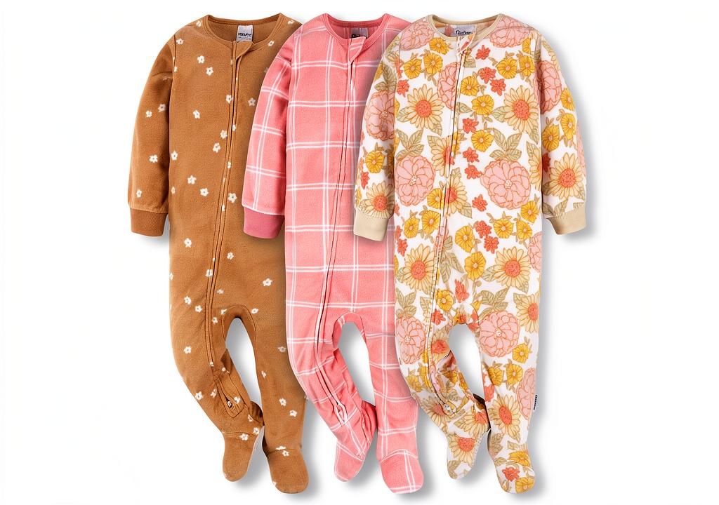 Baby girl wearing Gerber pink floral blanket sleeper during bedtime