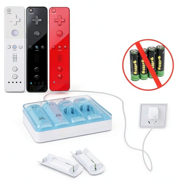 BURFLO Wii Remote 4‑Port Rechargeable Battery Pack QKC57-1