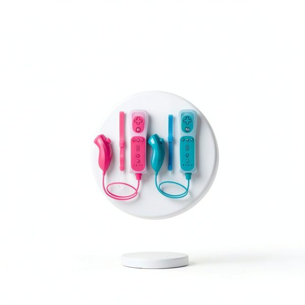 Tevodo Wii Wireless Gamepad Remote Blue Pink with Silicone Case-6