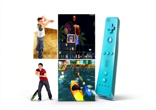 Tevodo Wii Wireless Gamepad Remote Blue Pink with Silicone Case-4