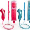 Tevodo Wii Wireless Gamepad Remote Blue Pink with Silicone Case-0