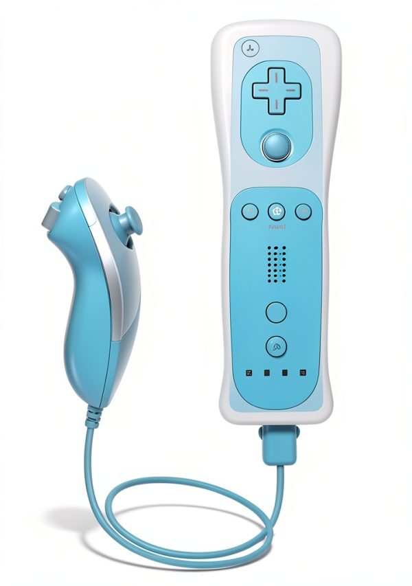Tevodo Wii Wireless Gamepad Remote Blue Pink with Silicone Case-2