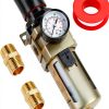 Hromee 1/2 Inch Compressed Filter Regulator Combo, Air Compressor Water Oil Trap Separator with Pressure Gauge, Semi-Auto Drain and Bracket-0