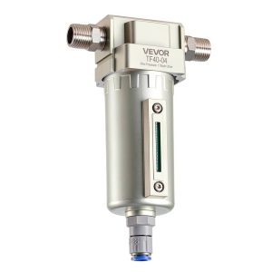 VEVOR Air Compressor Filter, 1/2" NPT Air-Dryer for Compressor with 5μm Brass Filter Element, Auto-Drain Air Compressor Water Separator 175 PSI Max Working Pressure, Aluminum Alloy Bowl-0